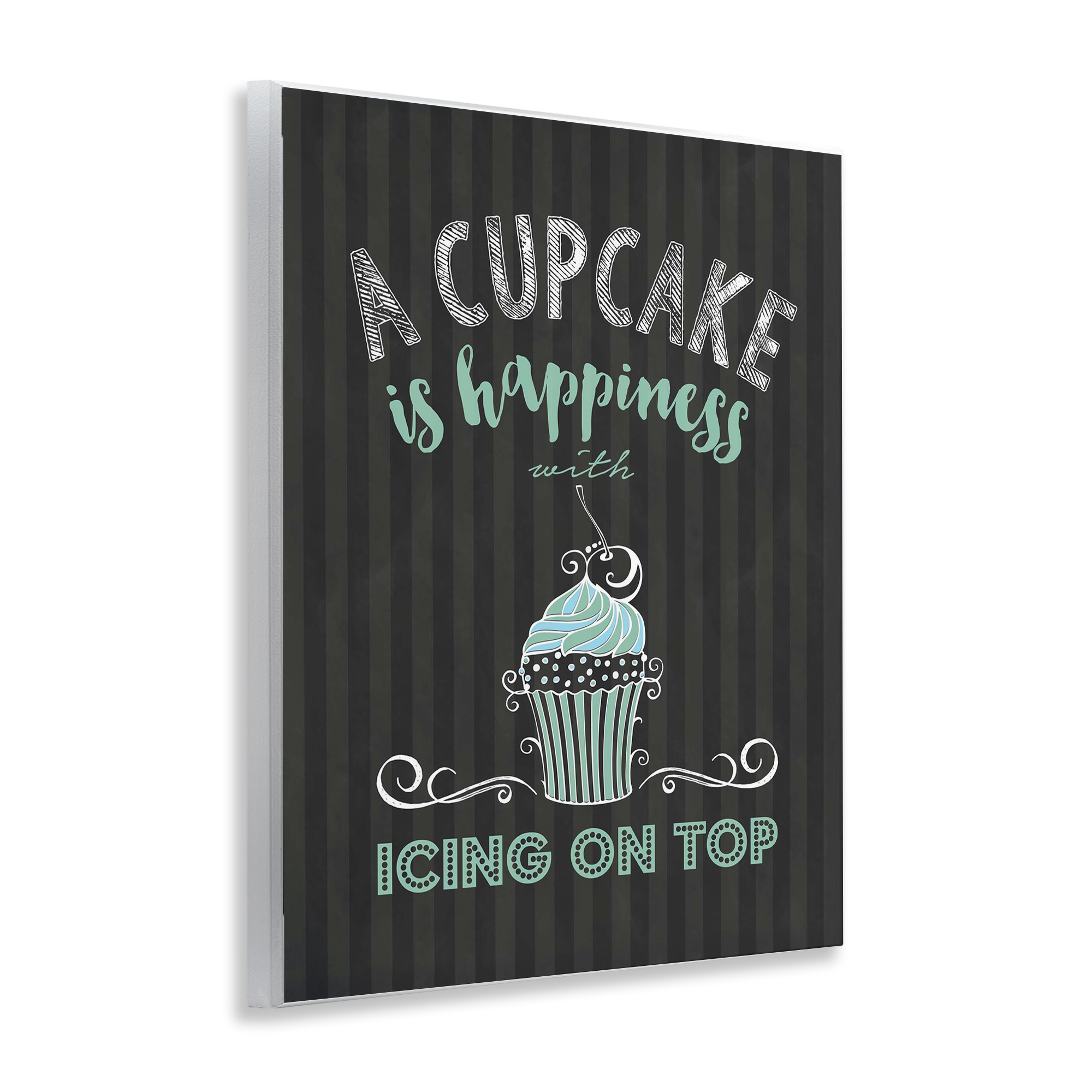 Cupcake Is Happiness with Icing Wall Plaque Art, design by Lettered and Lined