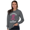 thumbnail image 5 of Stronger Than Yesterday Breast Cancer Women's Long Sleeve T Shirt Brisco Brands X, 5 of 6