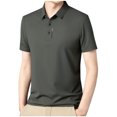 thumbnail image 2 of Large Mens Tshirt, Mens Fashion Casual Solid Pullover Round Neck Buttons Short Shirts, 2 of 4
