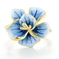 thumbnail image 3 of Santuzza Orchid Ring 925 Sterling Silver White Cubic Zirconia Enamel Blue Flower Statement Ring for Women, 3 of 5