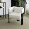 thumbnail image 4 of Contemporary Boucle Fabric Accent Chair - Ivory & Black, 4 of 7