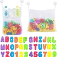 thumbnail image 1 of 2 X Mesh Bath Toy Organizer + 4 Ultra Strong Hooks + 36 Bath Letters & Numbers – Eco-Safe, Fun, Educational Foam Baby Bath Letters And Perfect Toy Storage Net For Baby Bath Toys & More, 1 of 4
