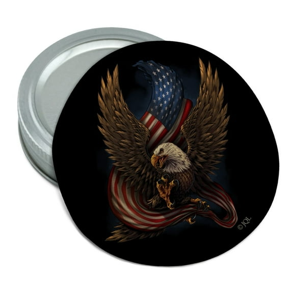 Patriotic Bald Eagle American USA Waving Flag Round Rubber Non-Slip Jar Gripper Lid Opener