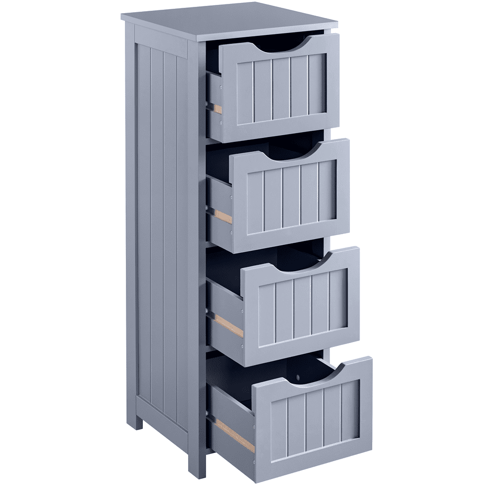 FullFurnique Wooden Freestanding Bathroom Floor Cabinet with 4 Drawers, Gray