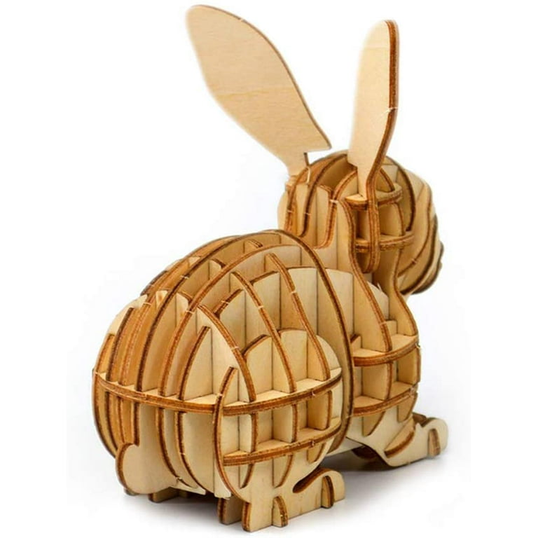 3D Wooden Puzzle Toys for Kids Adults Wooden Animal Rabbit Model Puzzle,  Mechanical Puzzles Jigsaw Puzzle Toys Model Kits Assemble Puzzle  Educational Toys Gifts for Kids Adults Boys Girls 