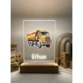 thumbnail image 4 of Free Personalized LED Wood Stand Night Light Up Table Lamp Boys Room Decor Construction Dump Truck Dumping Trailer Heavy Duty Equipment Gift, 4 of 5