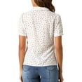 thumbnail image 3 of INSPIRE CHIC Edition V Neck Tops for Women's Elegant Casual Cherry Print Notch Lapel Summer Short Sleeve Blouse L White, 3 of 6