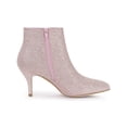 thumbnail image 3 of BLISSFUL STEP Women's Glitter Point Toe Stiletto Heels Ankle Boots Light Pink 9, 3 of 7
