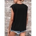 thumbnail image 3 of Inadays Womens Summer Tops 2023 Crew Neck T Shirts Cap Sleeve Blouses Summer Solid Color Basic Tops Casual Loose Fitting Tee, Black, M, 3 of 8