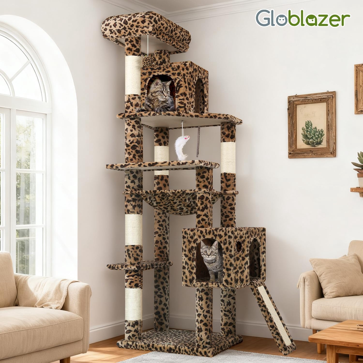 F70 Pro Cat Tree - 70" Tall, Removable Perch, Sisal Scratching Posts, Light Grey Heavy Duty Cat Tower for Large Cats