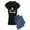 With Blue Strpe Pant, variant on - Sad Pug - Women's Dark Pajamas
