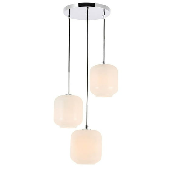 Home Decorative Collier 3 Light Chrome And Frosted White Glass Pendant