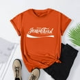 thumbnail image 4 of Easter Basic Tee Tops for Women Short Sleeve Round Neck Happy Easter Letter Print Casual 2025 Summer Trendy T-Shirts Orange,XXL, 4 of 6