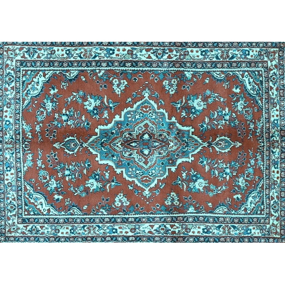 Ahgly Company Indoor Rectangle Persian Light Blue Traditional Area Rugs, 5' x 7'
