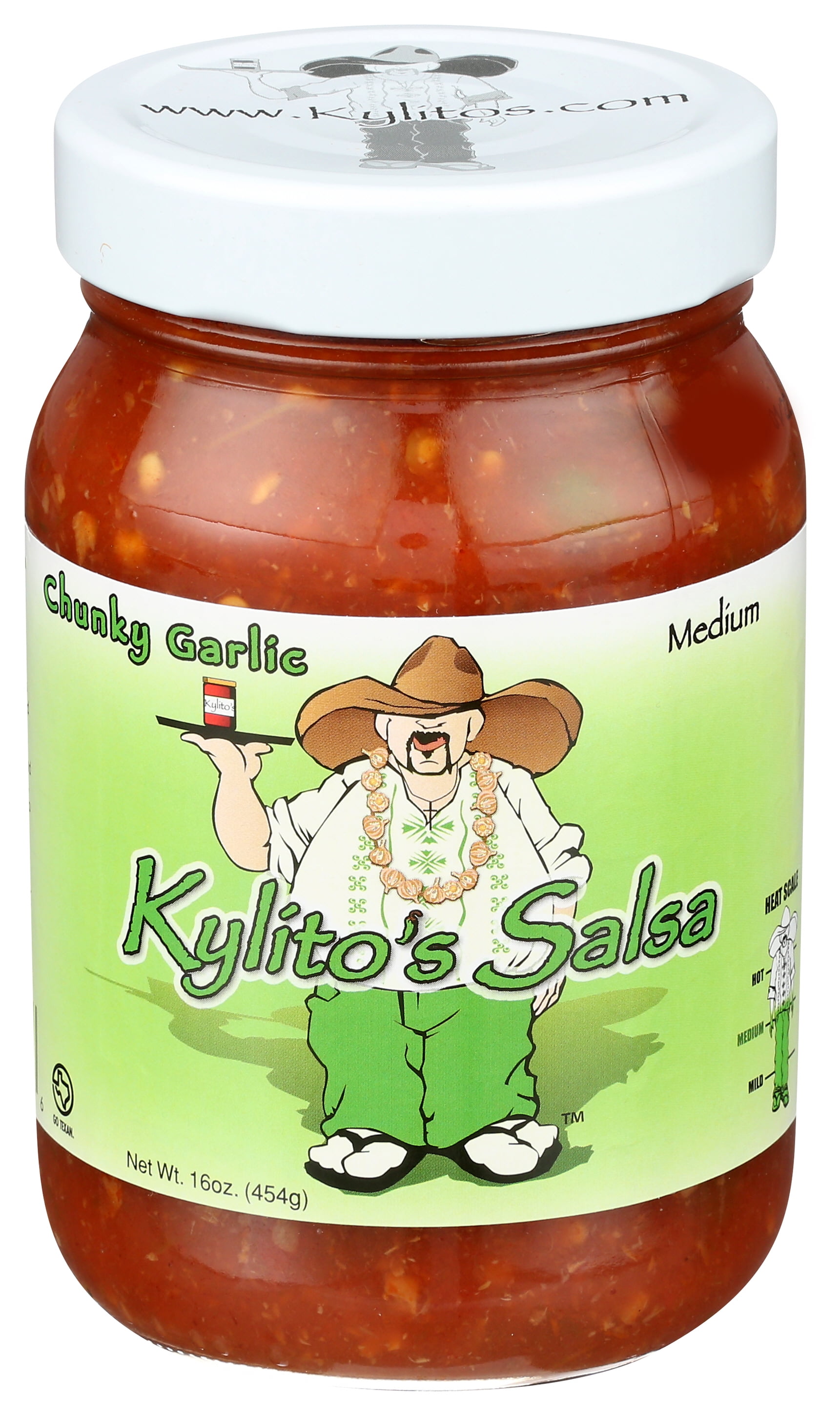 (3 pack) Kylitos Salsa Medium Chunky Garlic, 16 oz, Gluten Free, No added MSG