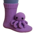 thumbnail image 4 of WKSCLPAI 3D Knit Animal Socks, Cute Animal Themed Handmade Crocheted Animal Socks for Unisex, Winter Warm Socks, Christmas Gift for Women Men,Purple C, 4 of 4