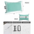 thumbnail image 3 of Pack of 2 Outdoor Lumbar Pillow Covers 11x16 Inch, Turquoise Geometric Waterproof Throw Pillow Covers Set, White Greek Key Design Abstract Modern Art Decorative Cushion Cases for Patio Porch Car, 3 of 7