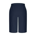 thumbnail image 5 of Women's Loose High Waisted Bermuda Shorts Elastic Waist Shorts Casual with Pockets Blue 2XL, 5 of 6