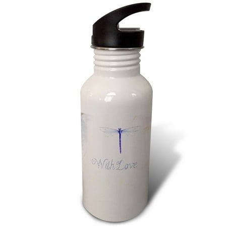

3dRose Image of Purple Dragonfly With Word Love Sports Water Bottle 21oz