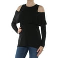 thumbnail image 2 of KENSIE Womens Black Cold Shoulder Ruffled Long Sleeve Top M, 2 of 3