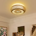 thumbnail image 3 of Rustic Hand-Woven Bamboo Ceiling Light Fixture, 3-Light Drum Pendant, E26 Base, 50cm, Natural Yellow – No Bulbs Included, 3 of 9