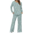 thumbnail image 1 of Pantalons pour Femmes, Hauts à Manches Longues pour Femmes, Mode Féminine Impression Non Positionnée Col Rond Ensemble Pantalon Fendu sur le Côté, Hauts à Manches Longues pour Femmes, Hauts à Manches Longues pour Femmes, 1 of 2