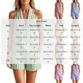 thumbnail image 3 of Casual Summer Outfits 2 Piece Matching Clothing Set Women's Striped V Neck Two-Piece Set Outfit Sleeveless Top And Stretch Waist Shorts Set Summer Vacation Set. Blue L, 3 of 9