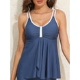 thumbnail image 1 of Charmo Ruched V Neck Swim Tops for Womens Flowy Tankini Tops Padded Bathing Suit Tops(No Bottoms）, 1 of 5