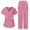 Pink, variant on Bloomae Scrubs for Women Set Short Sleeve Solid Color Nurse Scrubs for Women Set Scrub Pants V Neck Scrub Tops Women Jogger Scrubs with Multi-Pockets