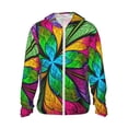 thumbnail image 1 of Fotbe Veste de Protection Solaire UPF 50+ pour Hommes et Femmes, Fleur Multicolore, avec Capuche, Poches, Randonnée, Performance Extérieure - Très Grand, 1 of 7