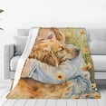 thumbnail image 1 of Balery Girl Hugging Dog Flowers Manta de Felpa Suave y Acogedora – Cobija de Franela Aterciopelada para Cama, Lavable y Cálida para Sofá, Mascotas, Transpirable-80"x60", 1 of 7