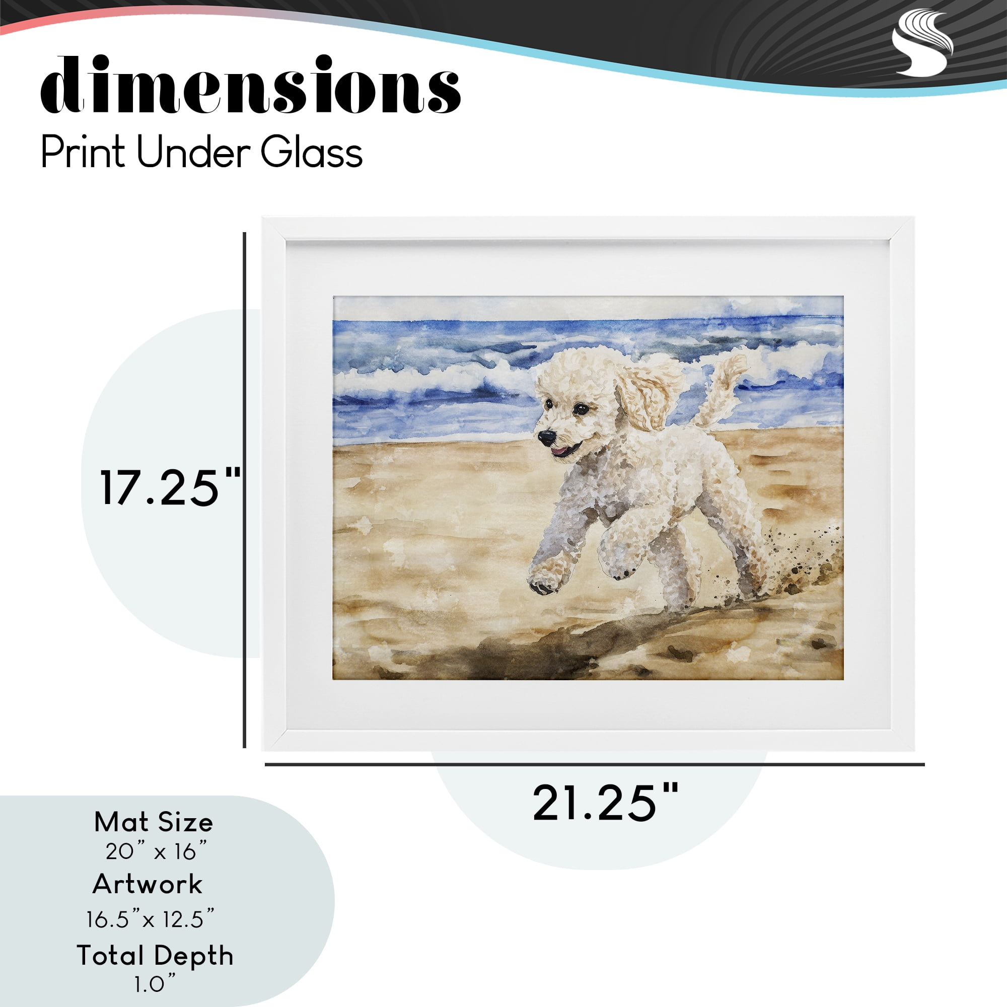 Stupell Industries Poodle's Journey on Beach White Framed Print Under Glass, design by Svetlana Aleynikova