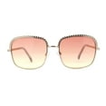 thumbnail image 2 of Understated Rectangle Chain Jewel Brow Trim Fashion Sunglasses Gold Orange Yellow, 2 of 4