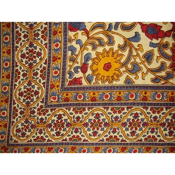 India Arts Sunflower Print Tapestry Cotton Bedspread 108" x 88" Full-Queen Yellow