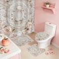 thumbnail image 5 of Shower Curtain Sets with Rugs 4 Piece Bathroom Decor Set with Non-Slip Rugs Toilet Lid Cover and Bath Mat, Home Bathroom Shower Curtain Set with 12 Hooks (Not 3D), 5 of 6