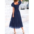 thumbnail image 2 of Vestido PRETTYGARDEN de tul midi fruncido 2025 azul marino para mujer, 2 of 8