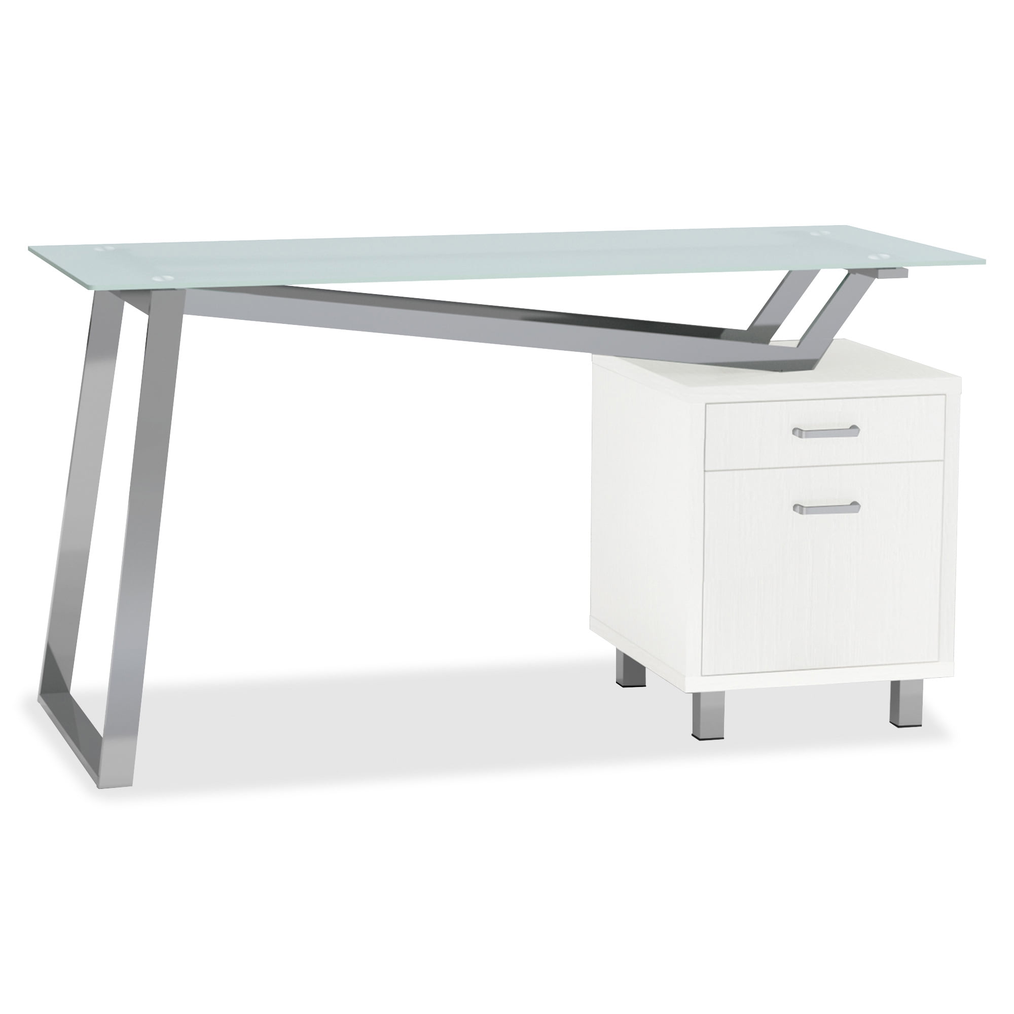 Mayline Glass Top 2 Drawer Pedestal V Desk Base Drawers 0 31 Table Thickness 30 Height X 24 Width 55 Depth Assembly