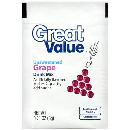 Great Value Unsweetened Grape Drink Mix, 0.21 Oz.