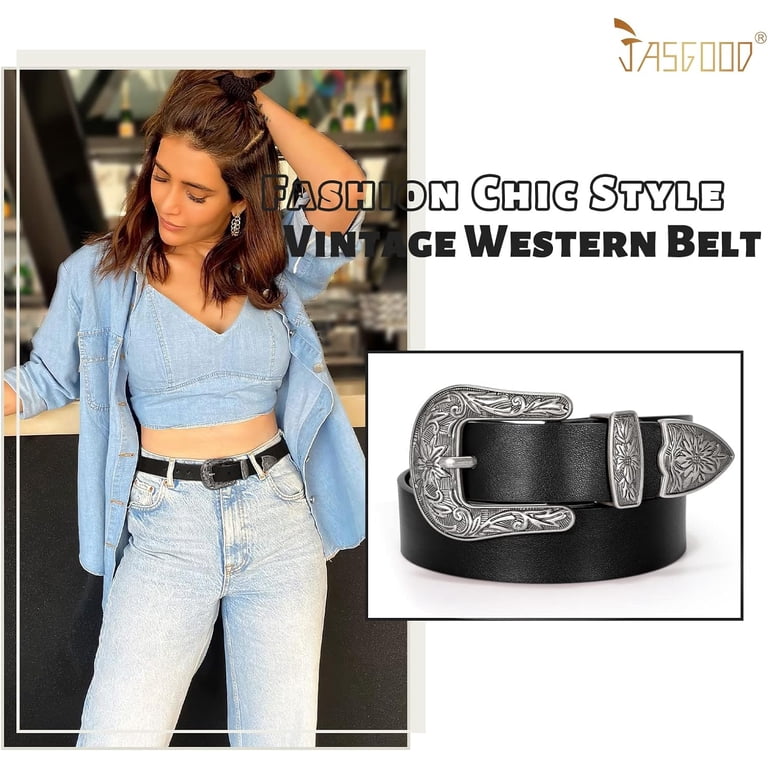 6255 Women Leather Belts Ladies Vintage Western Design Black Waist Belt Women Leather Belts Ladies Vintage Western Design Black  main image 2