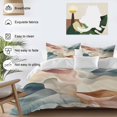 thumbnail image 3 of Abstract Stitching Duvet Cover Set Full Size, Brown Blue Water Ripple 4 Piece Soft Microfiber Bedding Set with 1 Duvet Cover, 1 Flat Sheet, 2 Pillowcases, 3 of 9