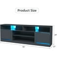 thumbnail image 7 of LED TV Stand for 80" TV, Game Console Entertainment Center with Storage Shelves and Media Layers, Modern TV Stand with LED Lights 16 Colors and High Gloss Cabinets for Living Room Bedroom, Grey, 7 of 7
