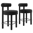 thumbnail image 2 of Modway Toulouse Boucle Fabric Counter Stool - Set of 2 in Black Black, 2 of 10