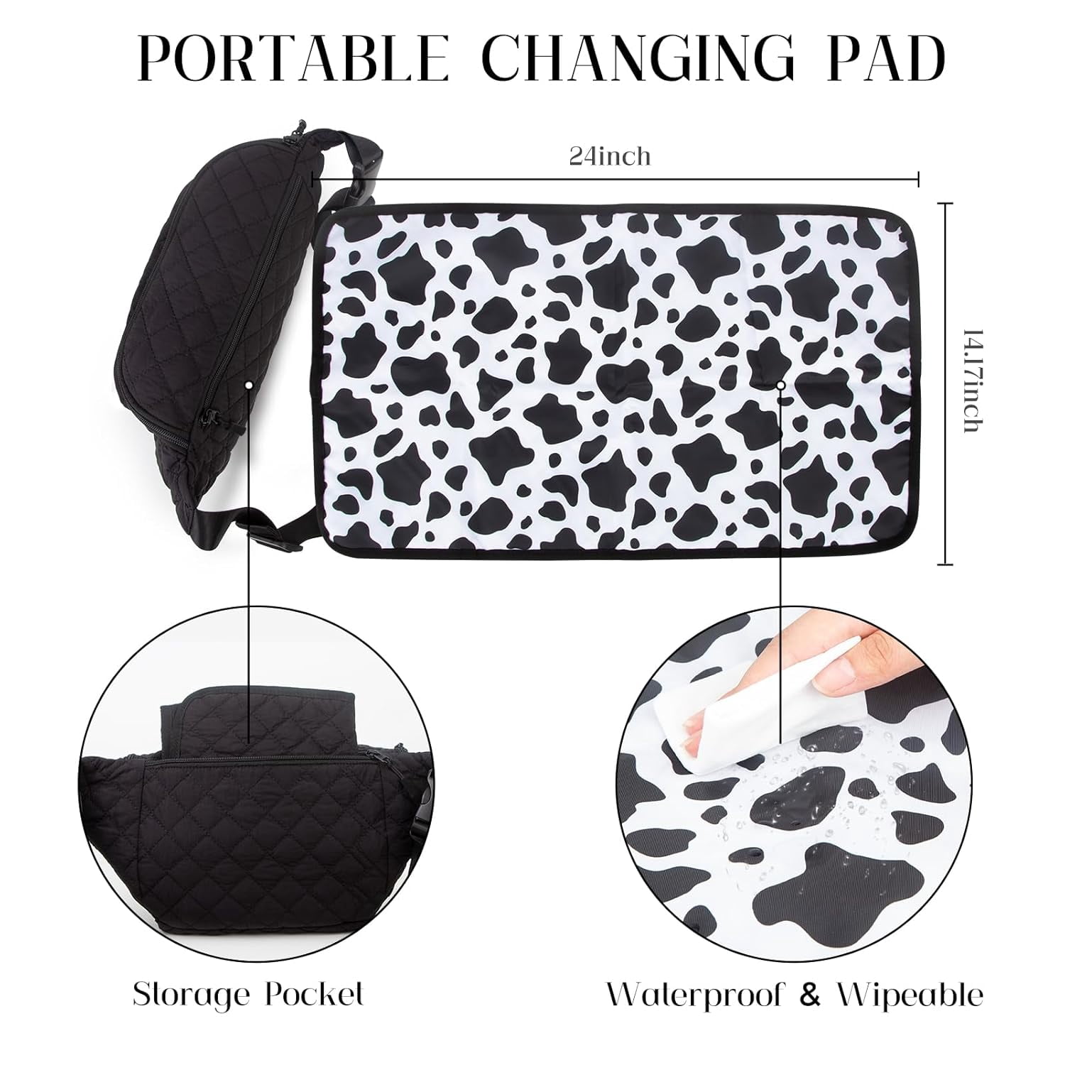 Small Diaper Bag with Portable Changing Pad, body Diaper Bag Pack with Wipes Pocket for Mom and Dad, Mini Diaper Bag Fanny Pack for Baby Travel, Black