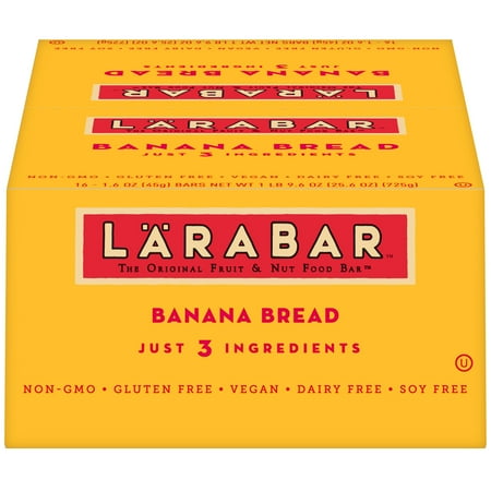 - Larabar Gluten Free Bar, Banana Bread, 1.6 oz Bars (16 Count)