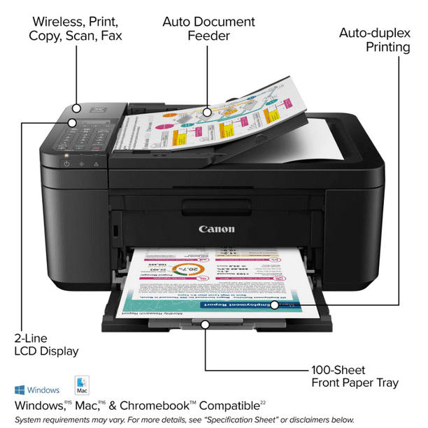 butik fordel bundet Canon PIXMA TR Series Wireless All-in-One Color Inkjet Printer, Black,  Automatic Two-Sided Printing, LCD Display, Easy Setup, Home Office Business  Printer, With MTC Printer Cable and File Folders - Walmart.com