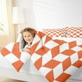 thumbnail image 4 of jejeloiu Geometric Rhombus Bedding Comforter Set,Modern Minimalist Geometric Twin Comforter Sets,Orange Checkerboard Grid Bedding Set For Teens,Ultra Soft Home Decor Reversible,2pcs, 4 of 8