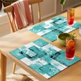 thumbnail image 4 of Turquoise Pink Placemats Set of 8 Modern Abstract Art Botanical Place Mats Indoor Wipeable Table Mats Washable Cloth Dining Table Placemats for Kitchen Holiday Party Home Decor 13x19 Inch, 4 of 9