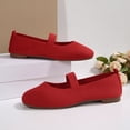 thumbnail image 4 of Mary Jane Shoes Women Square Toe Knitted Ballet Flat Shoes Comfortable Arch Support Orthopedic Walking Shoes Casual Dressy Shoes Red Size 9.5, 4 of 7
