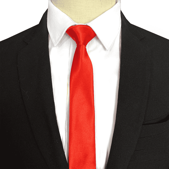 TELOLY Men'S Ties Tapered Design Necktie Bright Satin Material Corbatas Para Hombres Elegantes Big Red