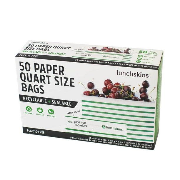 Lunchskins Recyclable & Sealable XL Food Storage Sandwich Bags Stripe